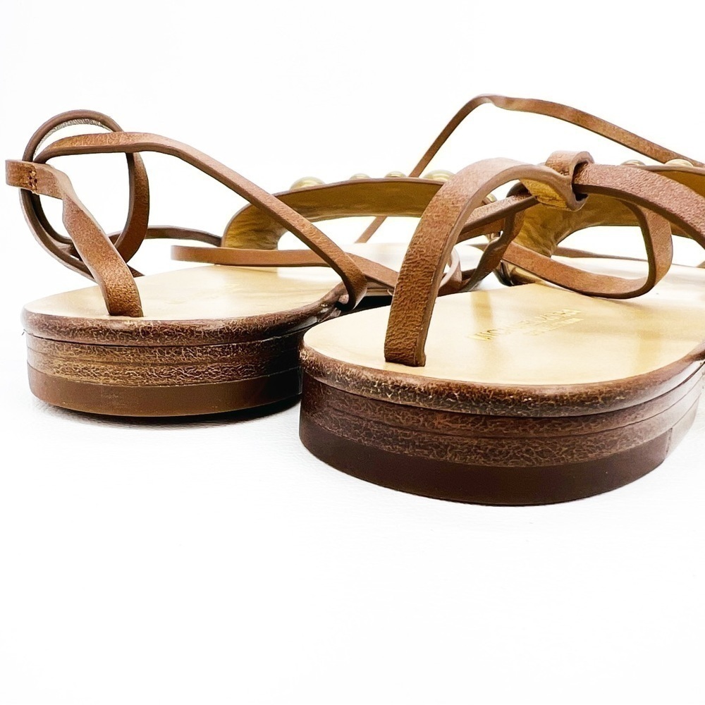 New Michael Kors Collection Mica Studded  Strappy Sandals Brown Leather Size 6.5 - Picture 8 of 13